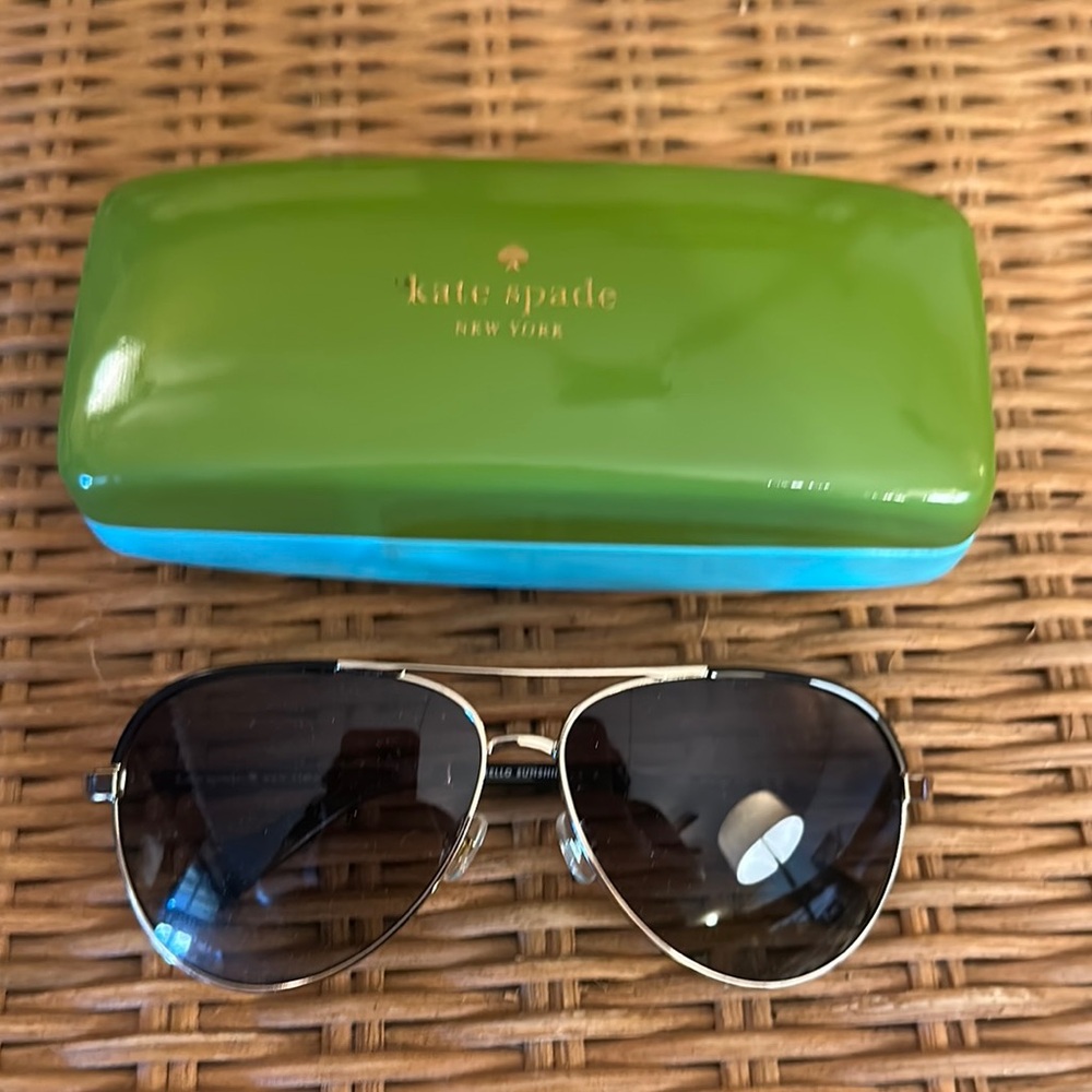 Kate Spade Green and Blue Case Aviator Sunglasses